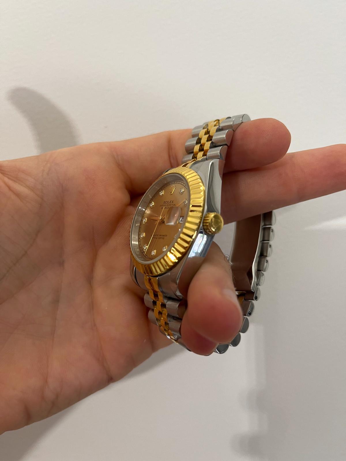 Datejust Acciaio e Oro Champagne Diamantato